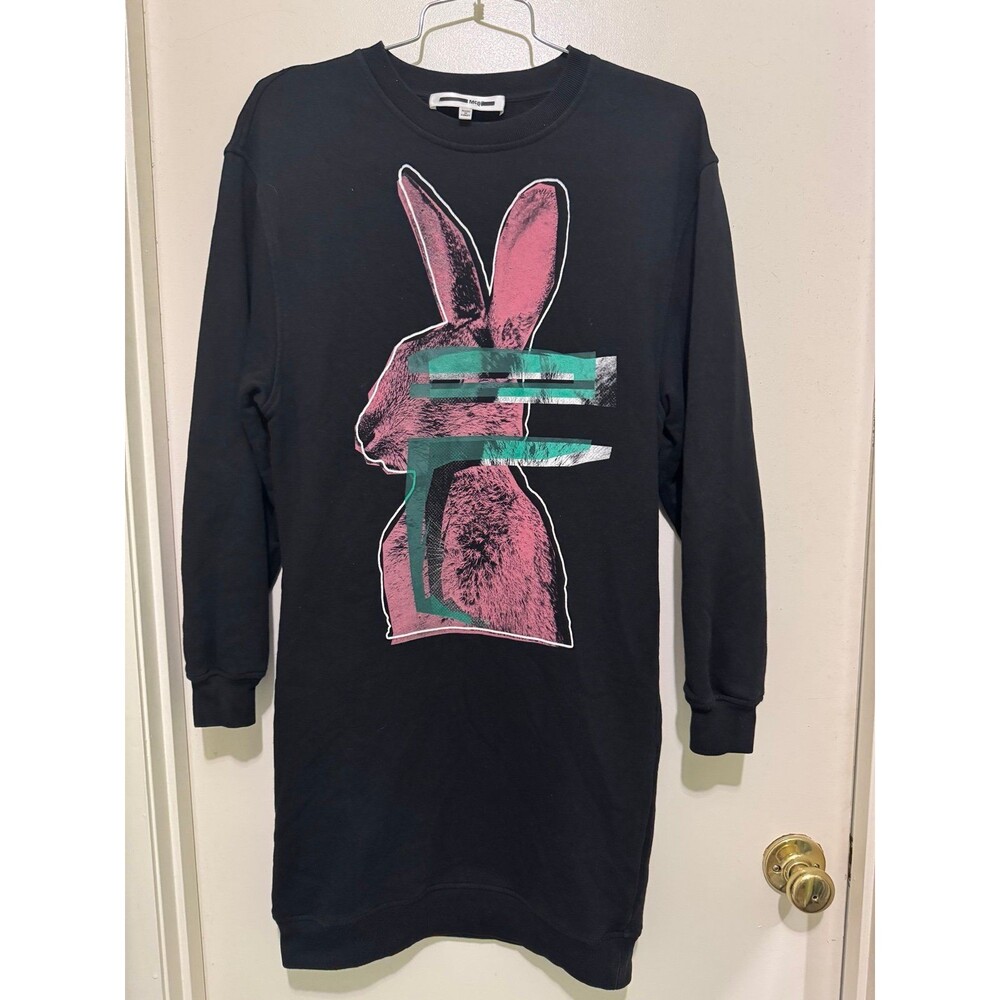 MCQ ALEXANDER MCQUEEN GLITCH BUNNY SWEATSHIRT DRESS S